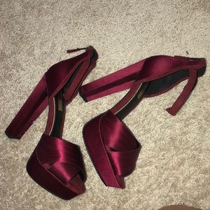 Topshop red satin heels